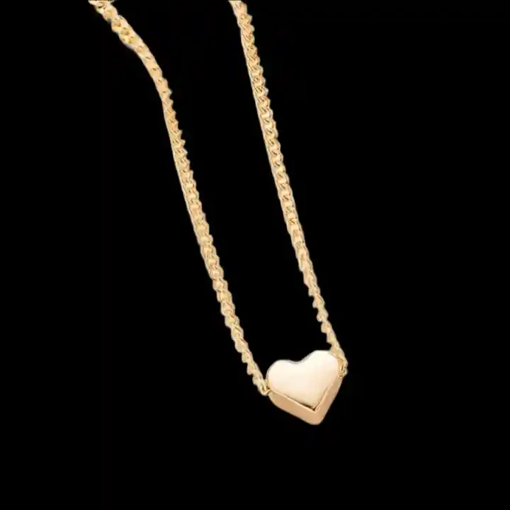 Collar Dorado De Corazon Cadena Gargantilla Joya