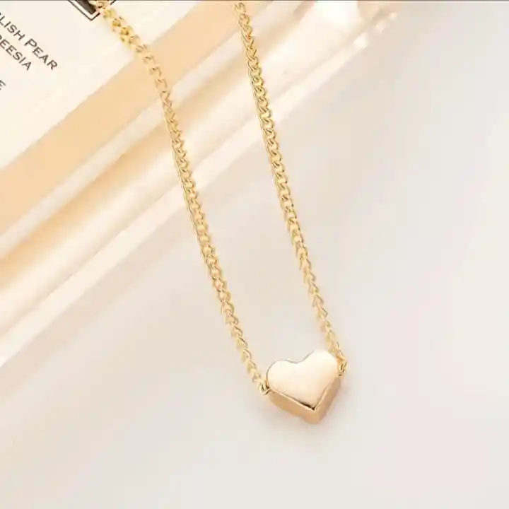 Collar Dorado De Corazon Cadena Gargantilla Joya