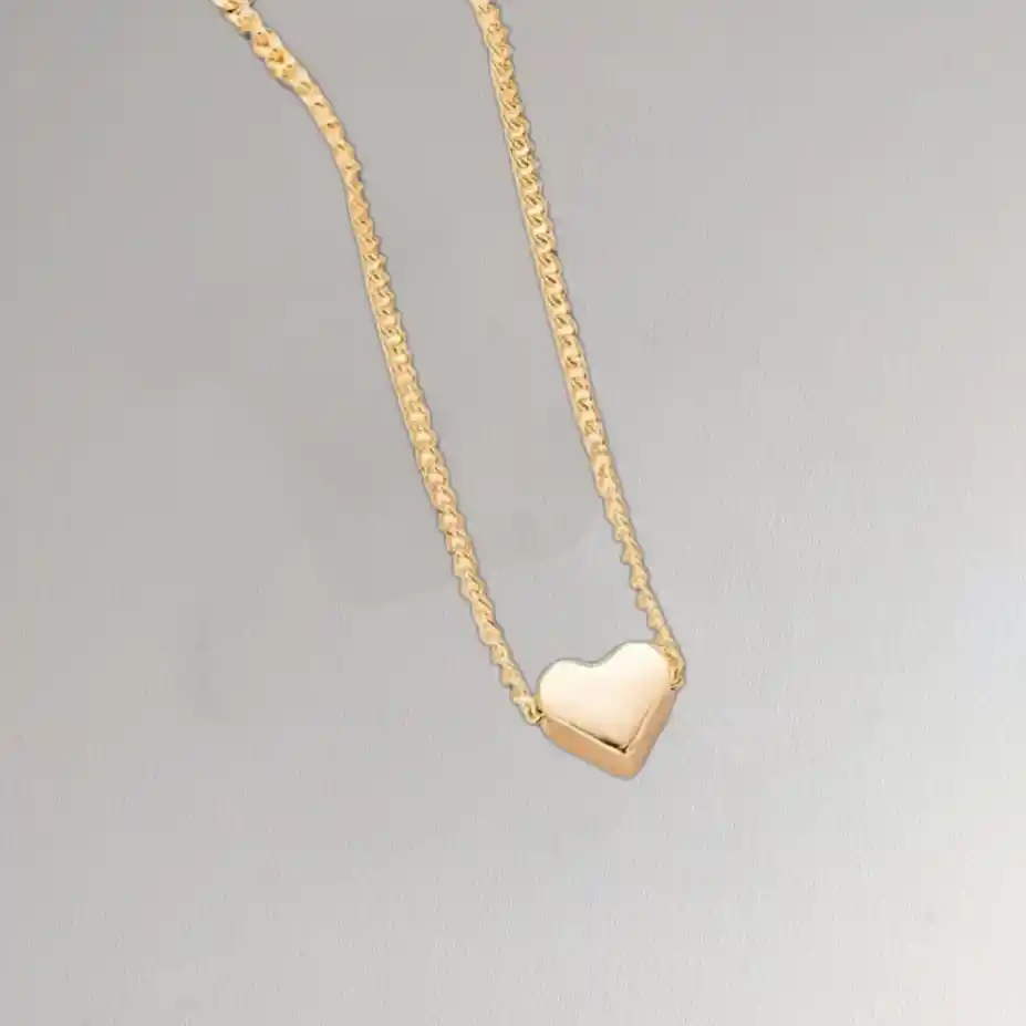 Collar Dorado De Corazon Cadena Gargantilla Joya