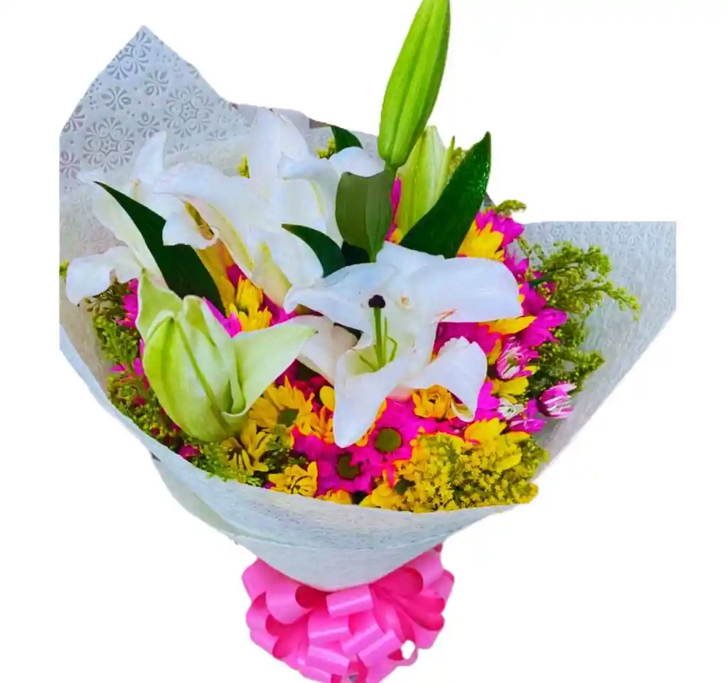 Flores Ramo Surtido - Bouquet Mix Bloom Lirios Y Margaritas