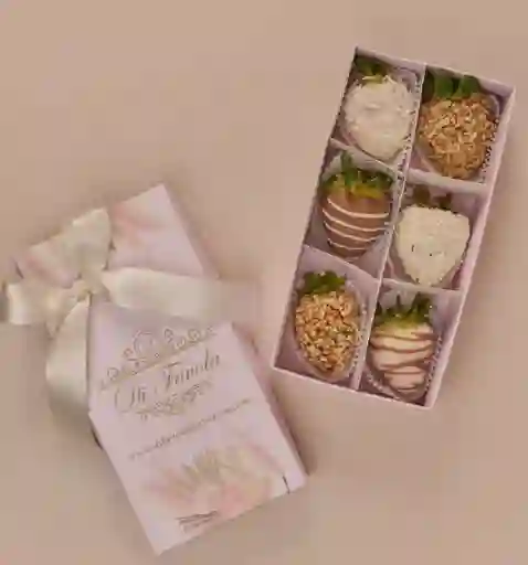 Caja X 6 Fresas Con Chocolate Día De La Madre