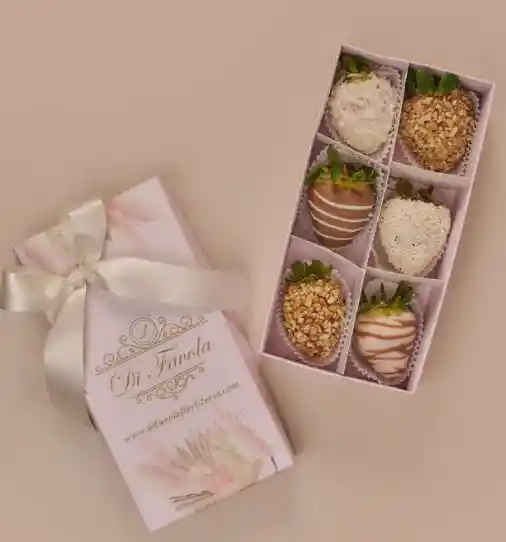 Caja X 6 Fresas Con Chocolate Día De La Madre