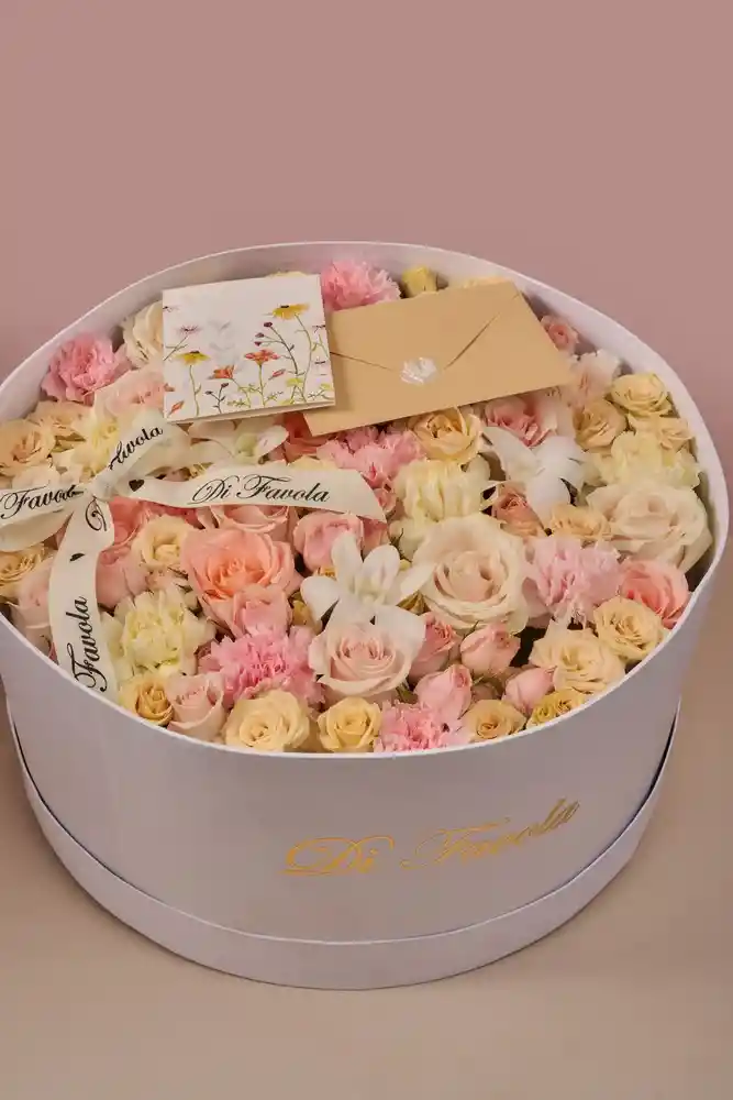 Caja De Flores Madre Luxury Cilindro Inicio De Primavera. Orquídeas, Mini Rosas, Rosas Luxury Flowers
