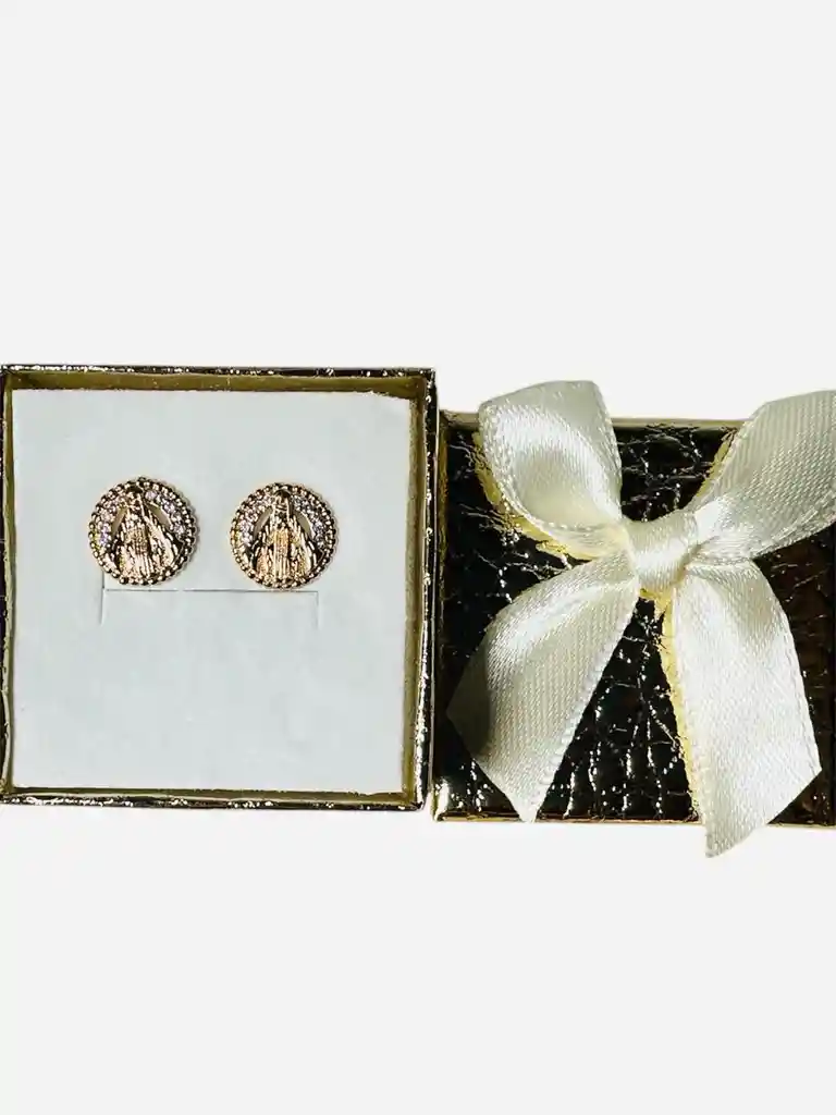 Aretes En Rodio Con Imagen Religiosa