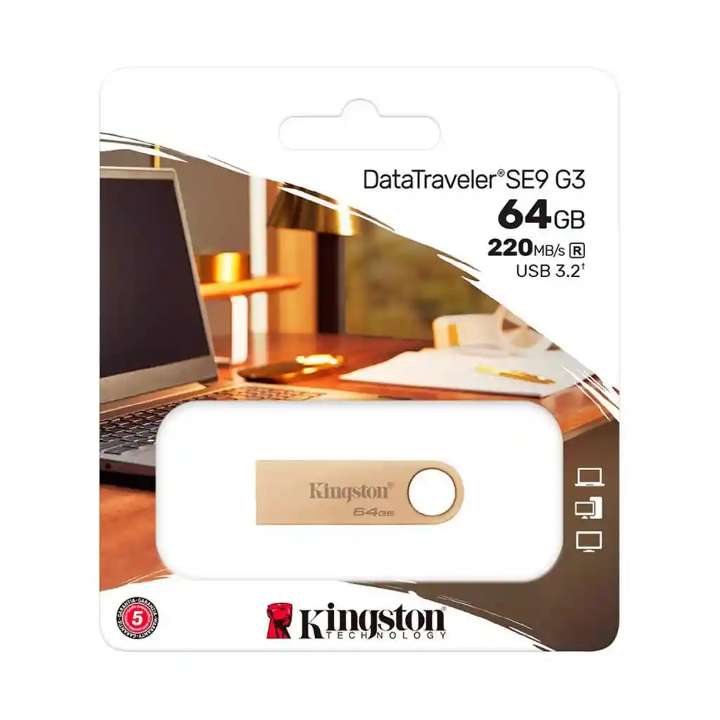 Memoria Usb Kingston 64gb Datatraveler Se9 G3 Usb 3.2 Gen 1 Metálica