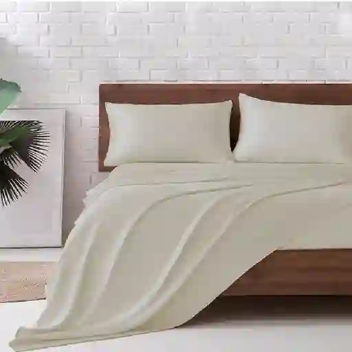 Sábana De Seda Satín Beige- Doble