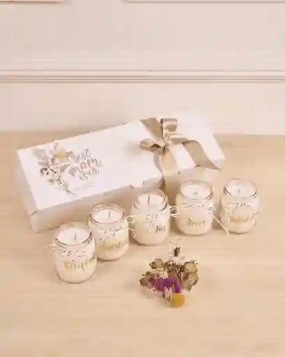 Flores Secas En Velas Aromatizadas A Vainilla X 5. Día De La Madre