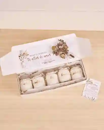 Set X 5 Velas Con Aroma A Vainilla Para Mama. Flores Secas