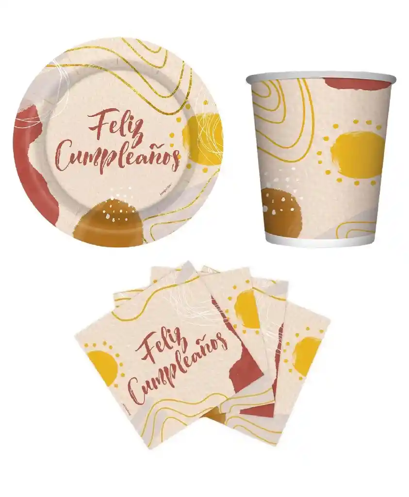 Juego Vaso Plato Servilletas Terra Sempertex