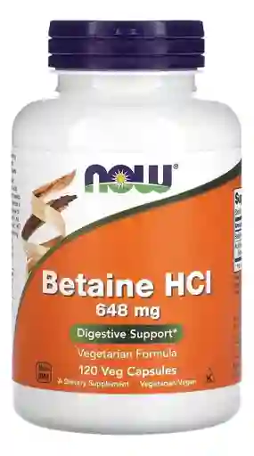 Now Betaina Hcl 648mg 120 Cápsulas