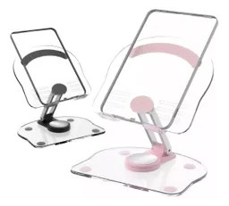 Base Soporte 360° Giratorio Tablet Celular Acrilico Ajustable
