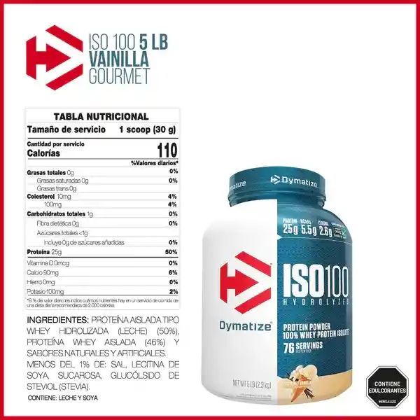 Proteina Iso100 5lb Vainilla