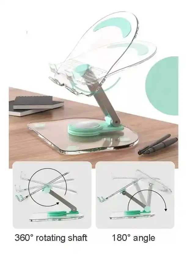 Base Soporte 360° Giratorio Tablet Celular Acrilico Ajustable