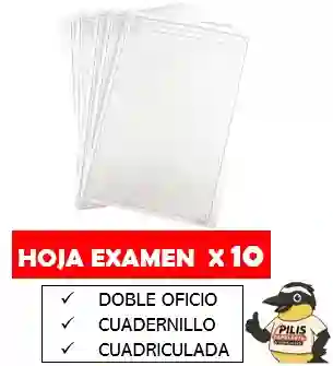 Hoja Examen Cuadernillo Cuadriculada X10