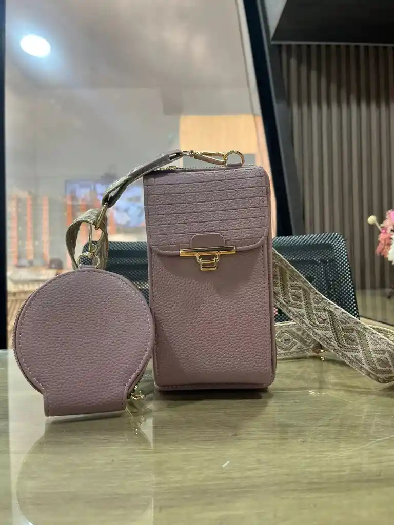 Bolso Hombro Cruzado Monedero Portacelular Rosa