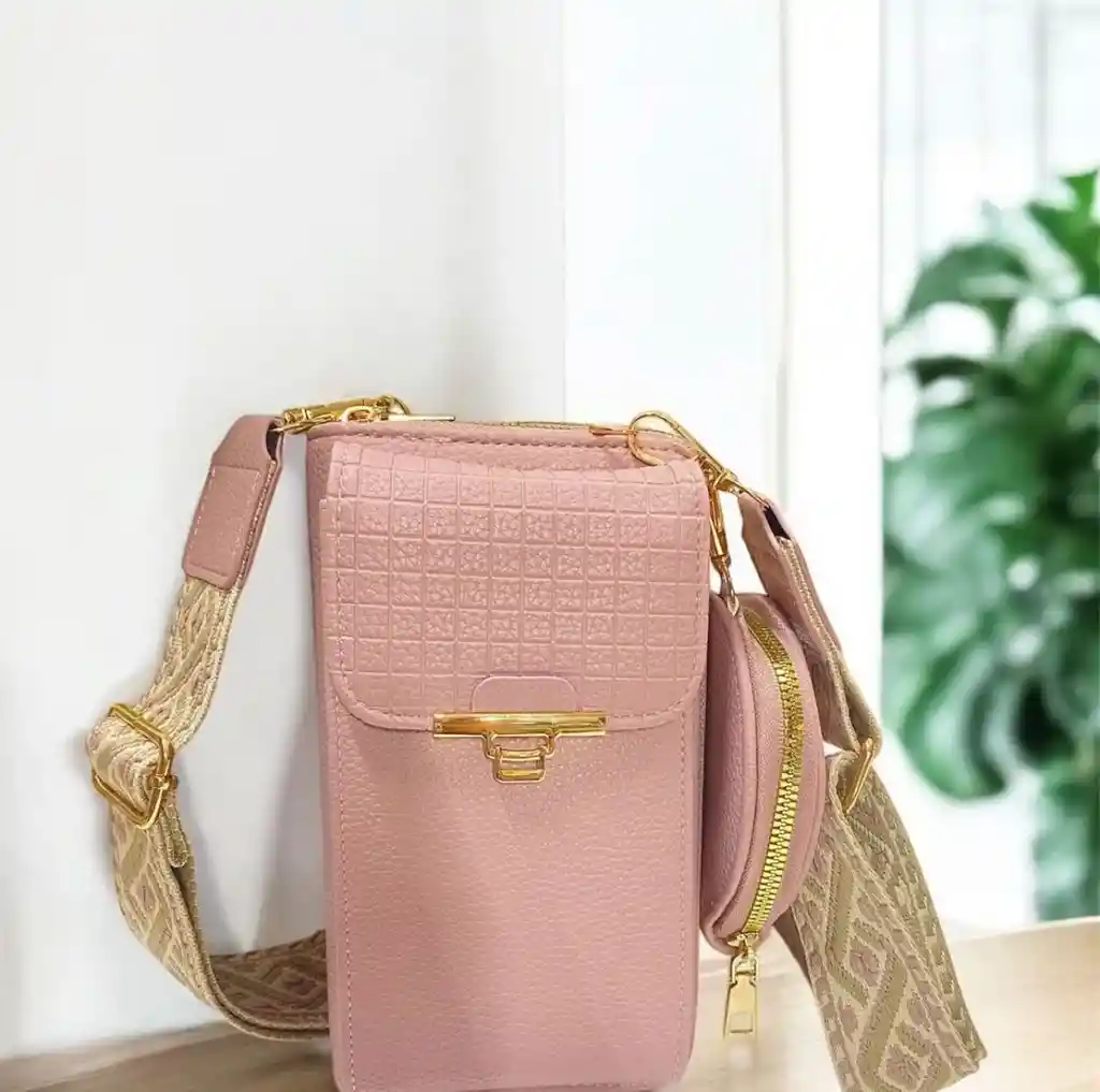 Bolso Hombro Cruzado Monedero Portacelular Rosa