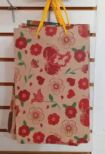 Bolsa Para Regalo Tipo Kraft Estampada Medidas 16 Ancho X 26 Alto