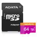 Memoria Micro Sd Con Adaptador 64gb Clase 10 Adata
