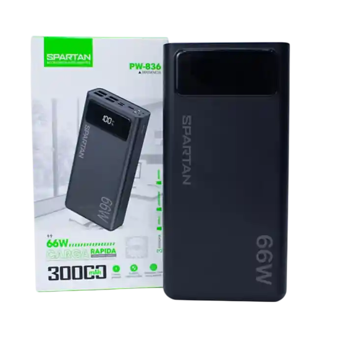 Power Bank Spartan Pw-836 | 30000 Mah | 66w Carga Rápida