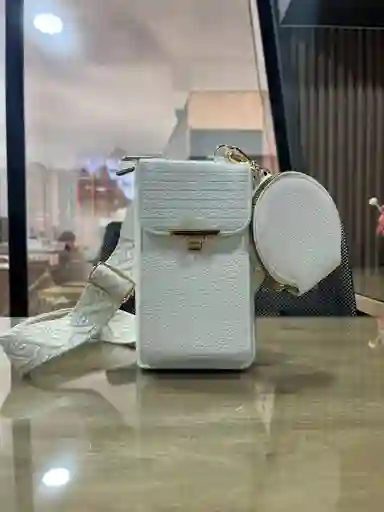 Bolso Hombro Cruzado Monedero Portacelular Blanco