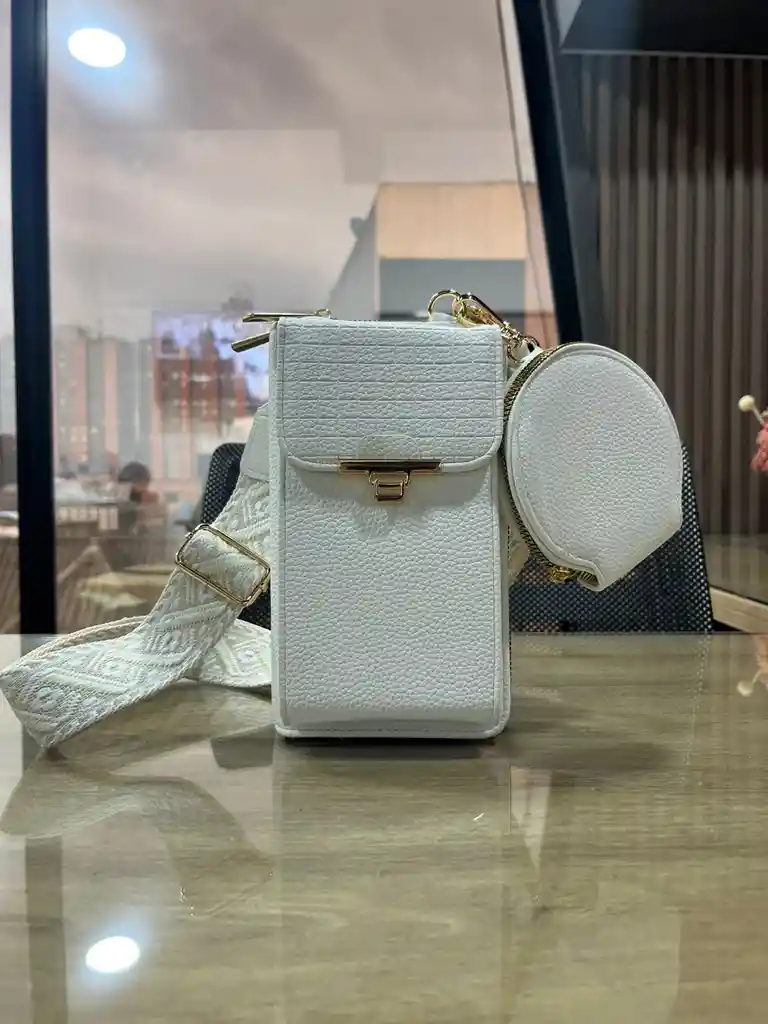 Bolso Hombro Cruzado Monedero Portacelular Blanco