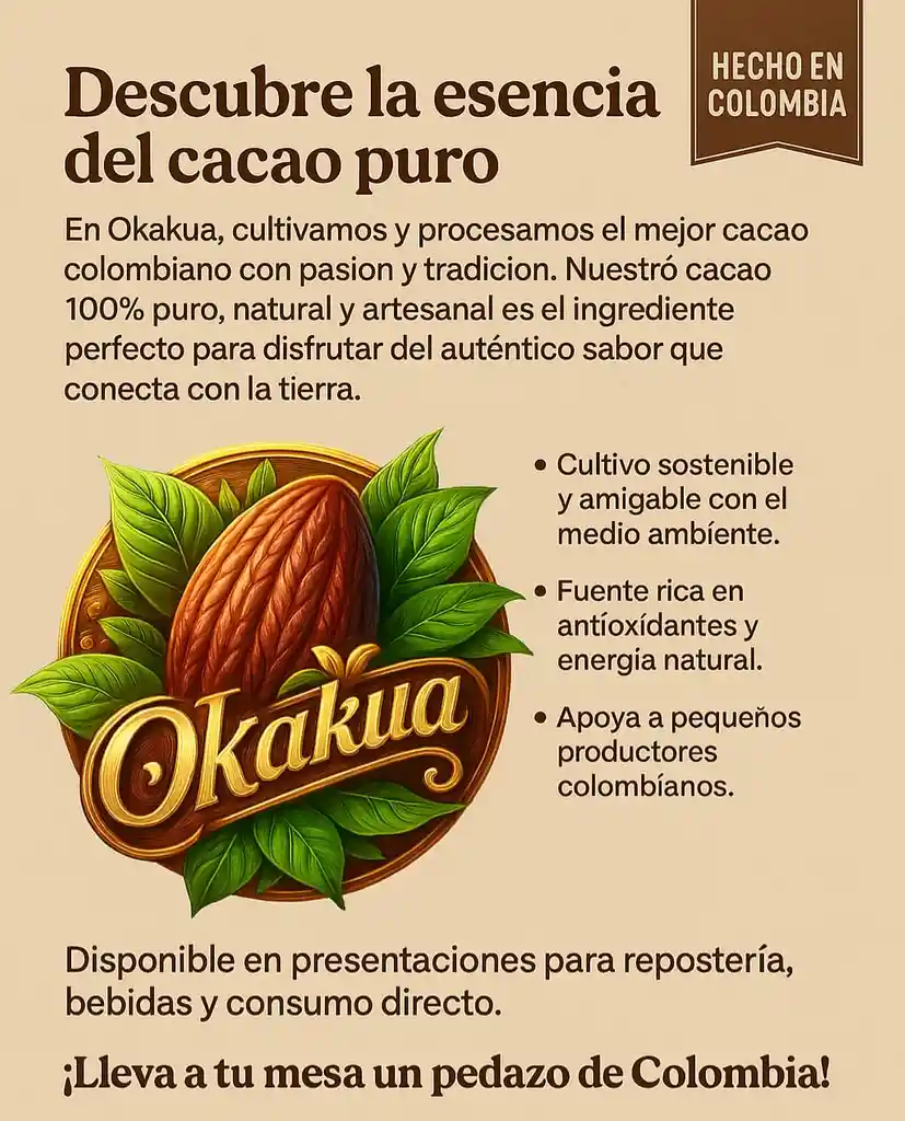 Cacao 100% Puro En Polvo Con La Manteca, Organico, Sin Azucar