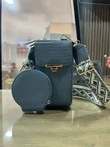 Bolso Hombro Cruzad Monedero Portacelular Azul