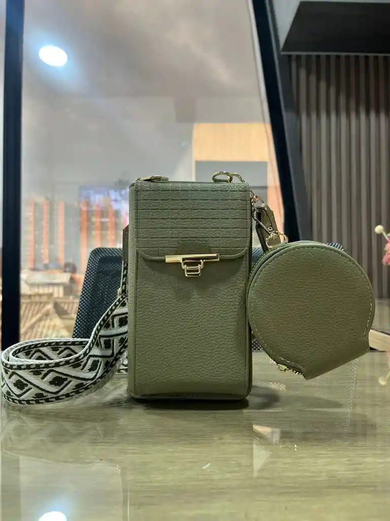 Bolso Hombro Cruzado Monedero Portacelular Verde