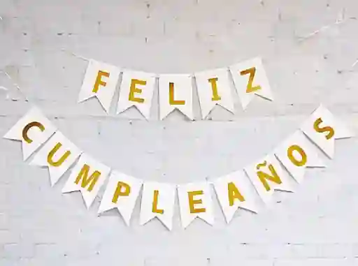 Banderin Feliz Cumpleaños Blanco
