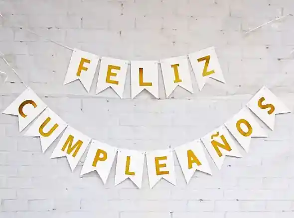 Banderin Feliz Cumpleaños Blanco