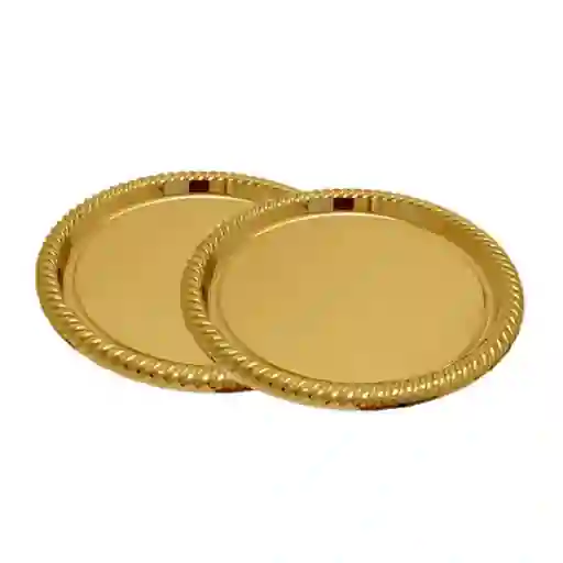 Bandejas Plasticas Metalizadas De Color Dorado X2