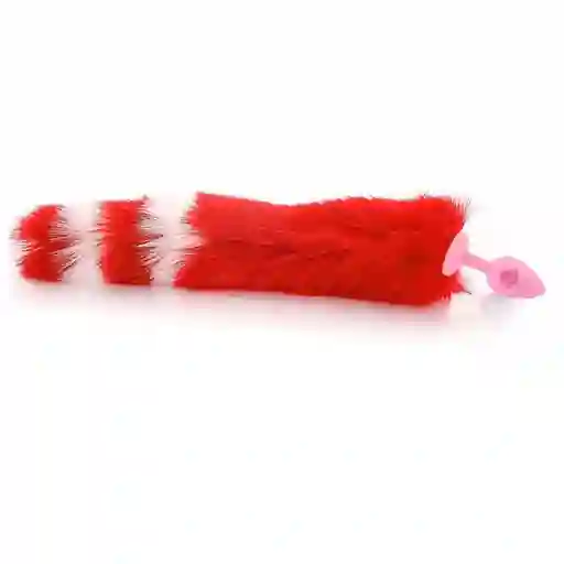 Plug Anal Siliconado Cola De Zorro Talla S Huellita Rojo Blanco Footprint