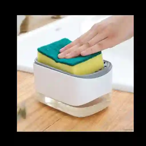 Dispensador De Jabon Liquido Lavaplatos Con Esponja Soporte Color Blanco