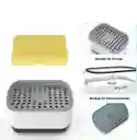 Dispensador De Jabon Liquido Lavaplatos Con Esponja Soporte Color Blanco