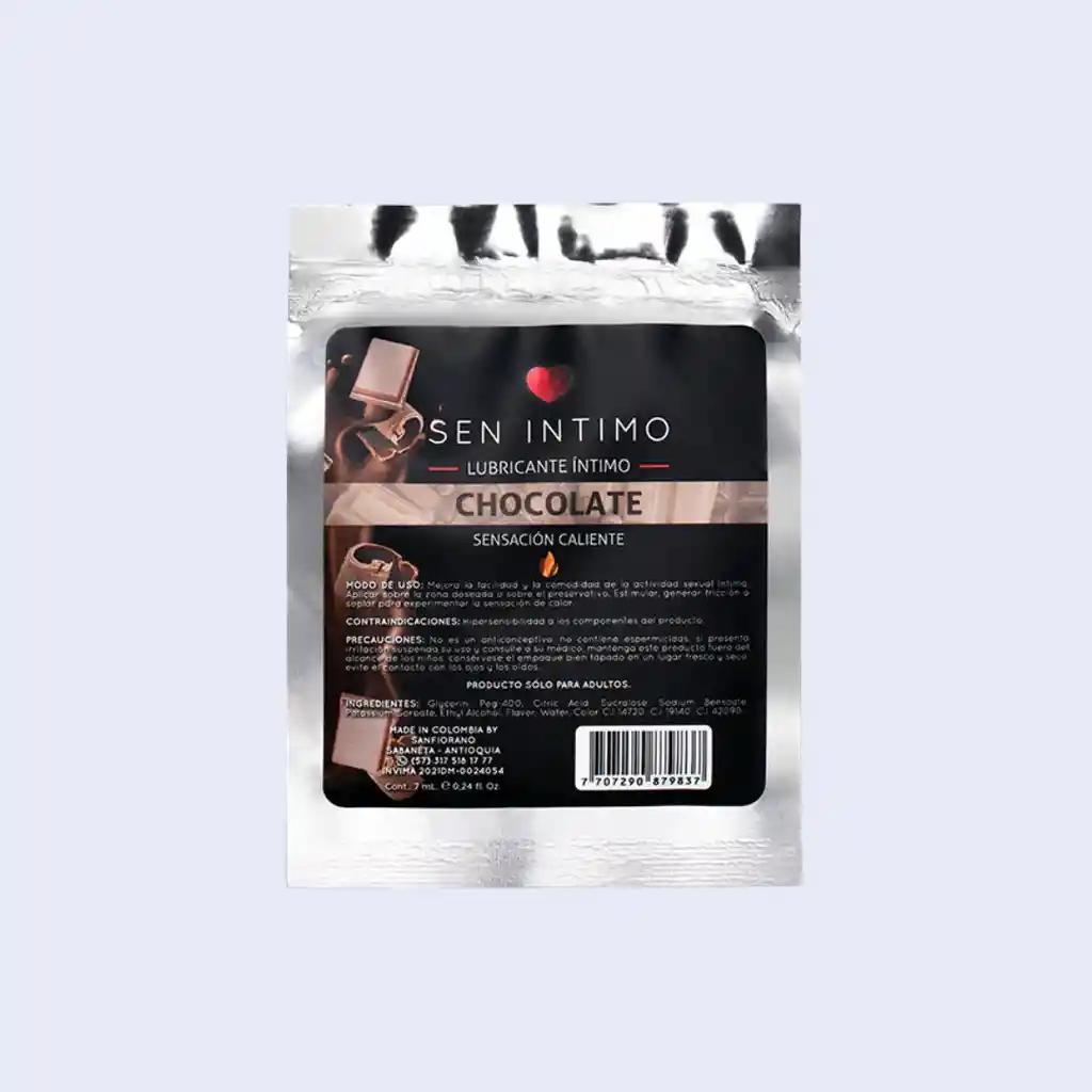 Ubricante Íntimo Chocolate Sachet Sensación Caliente