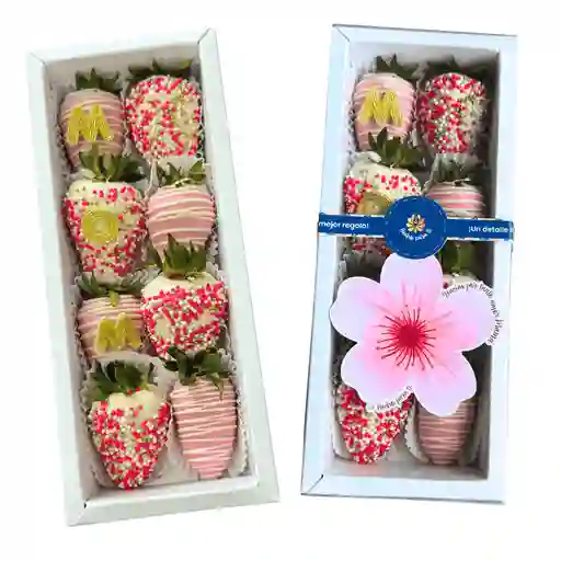 Caja Fresas Con Chocolate X8