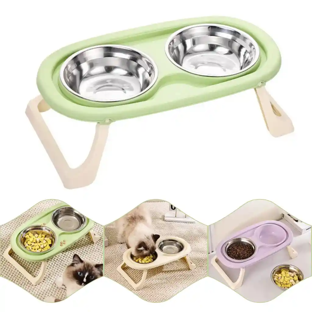 Comederos Elevados Para Mascotas - Color Verde