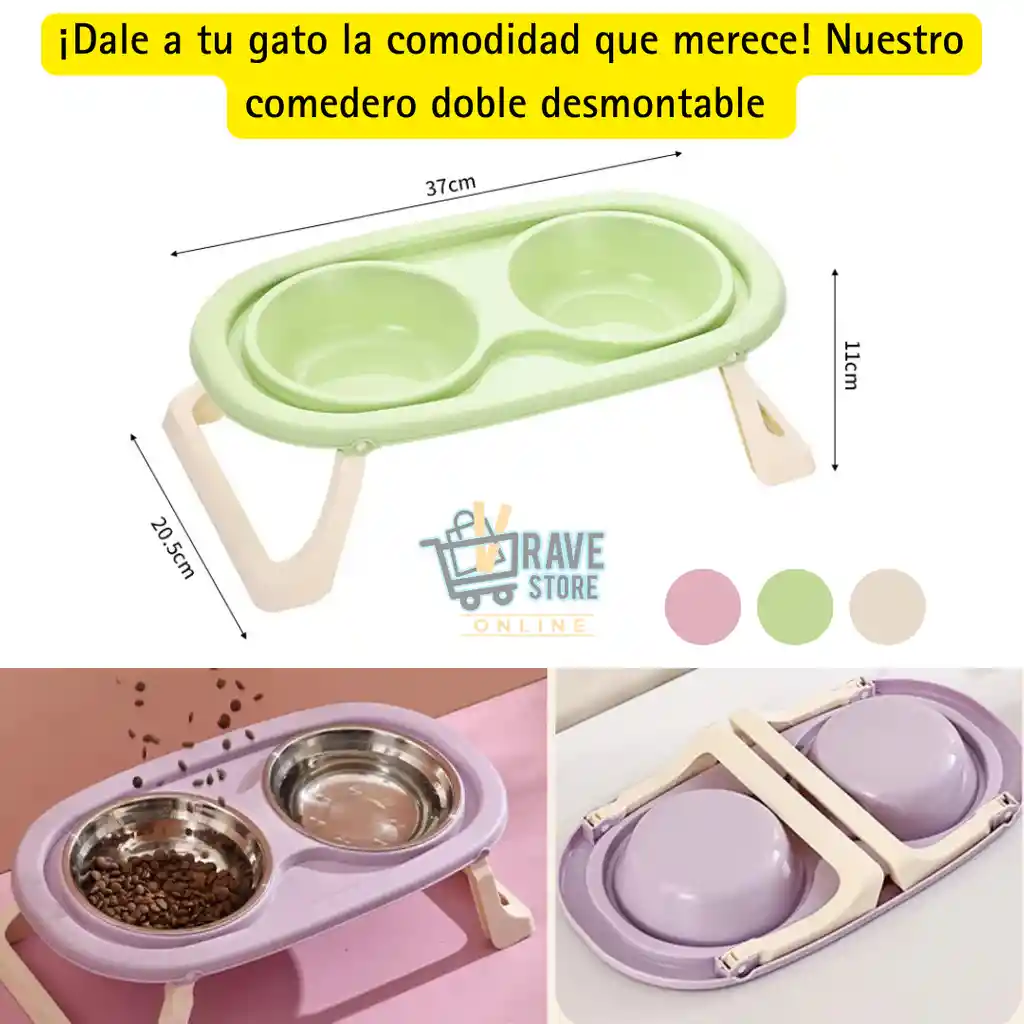 Comederos Elevados Para Mascotas - Color Verde