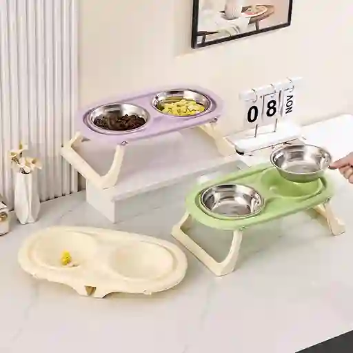Comederos Elevados Para Mascotas - Color Verde
