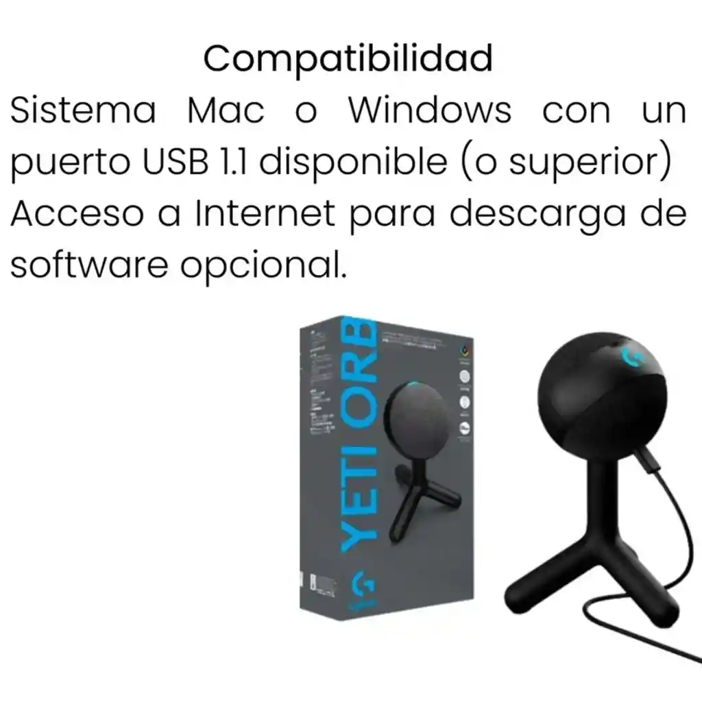 Micrófono Logitech Yeti Orb Rgb Usb Profesional