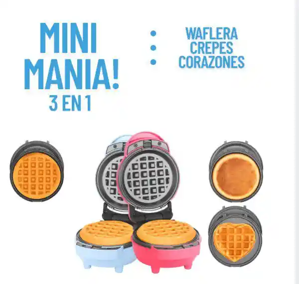Mini Waflera 3 En 1 Forma De Corazón Waflera Y Crepera