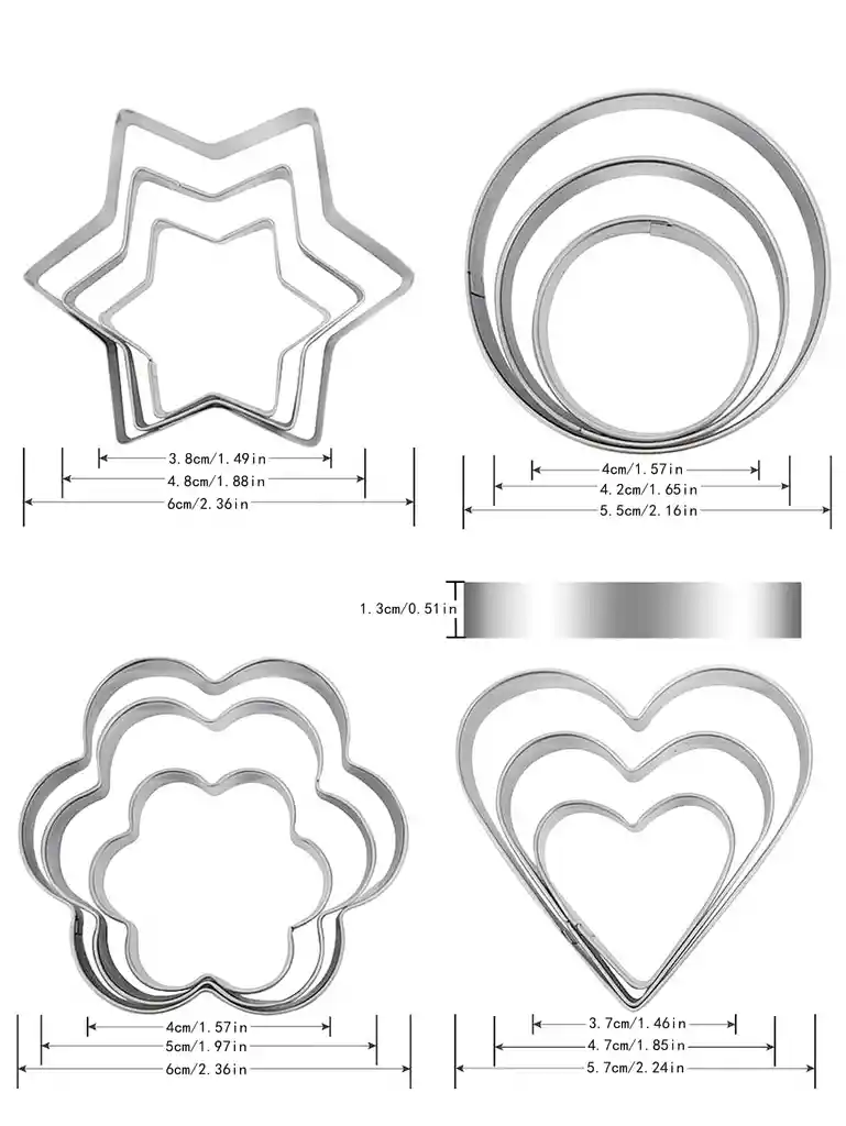 Set De Cortadores De Galletas X 12 (4 Formas)