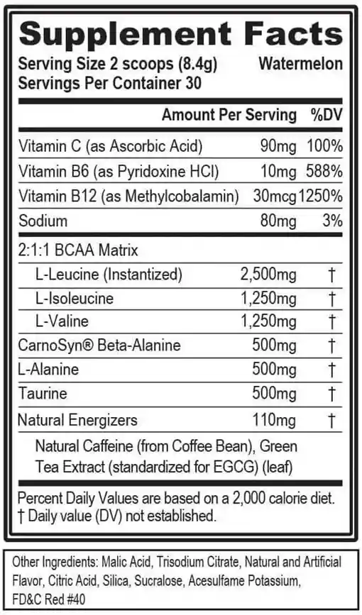 Aminoacidos Bcaa Watermelon Evl 30 Servicios Con Beta Alanina