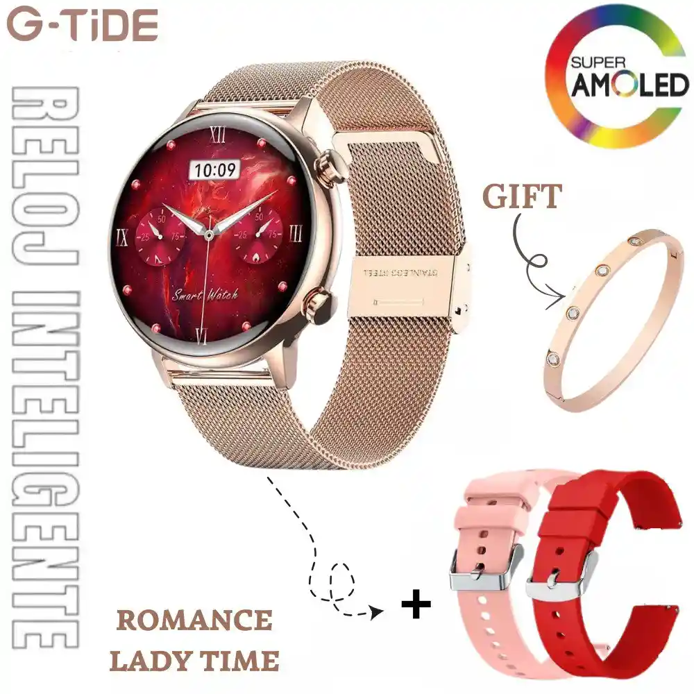 Reloj Inteligente Smartwatch Bluetooth G-tide Romance Lady Time Dorado