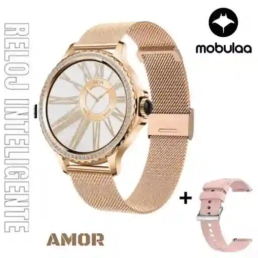 Reloj Inteligente Smartwatch Bluetooth Mobulaa Amor Dorado
