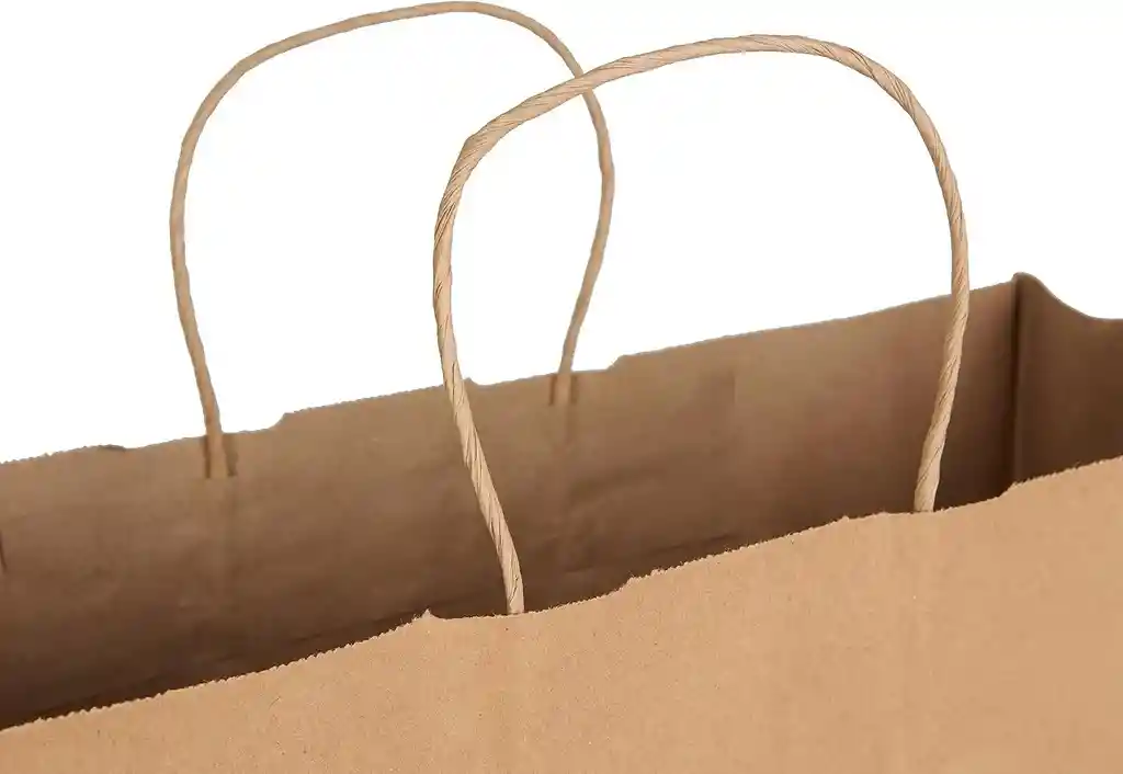 Bolsa De Papel Kraft X24 Unds Grandes 33x33x17cm Manija Trenzada Regalo Empaques Paquete