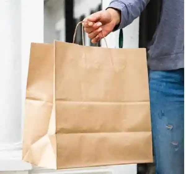 Bolsa De Papel Kraft X24 Unds Grandes 33x33x17cm Manija Trenzada Regalo Empaques Paquete