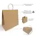Bolsa De Papel Kraft X24 Unds Grandes 33x33x17cm Manija Trenzada Regalo Empaques Paquete