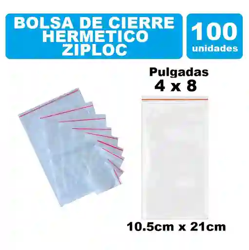 Bolsa Zipper Con Cierre Hermético 10.5cm X 21cm Por 100und Transparente