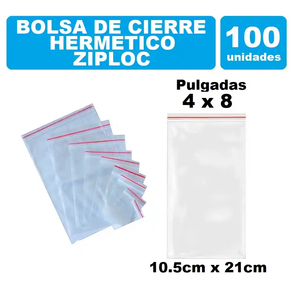 Bolsa Zipper Con Cierre Hermético 10.5cm X 21cm Por 100und Transparente
